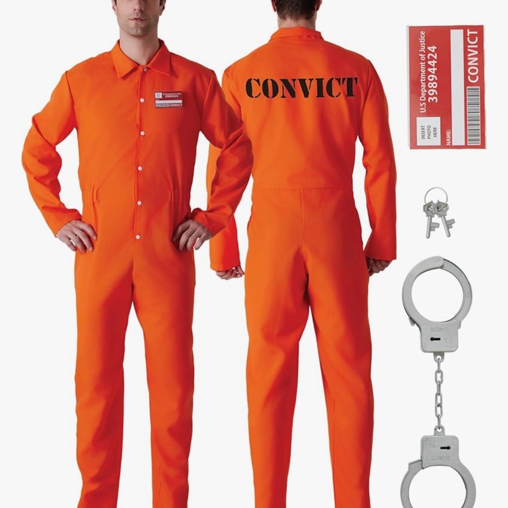 Orange Convict Costume Jumpsuit